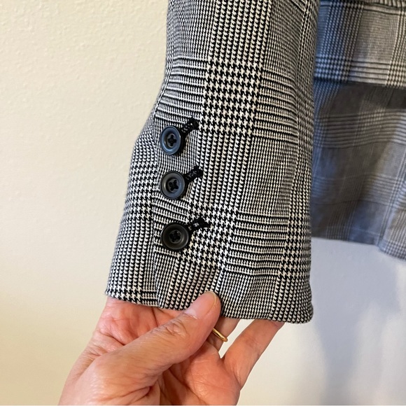 Forever 21 Glen Plaid Double Breasted Blazer Black White-Large - Picture 5 of 9